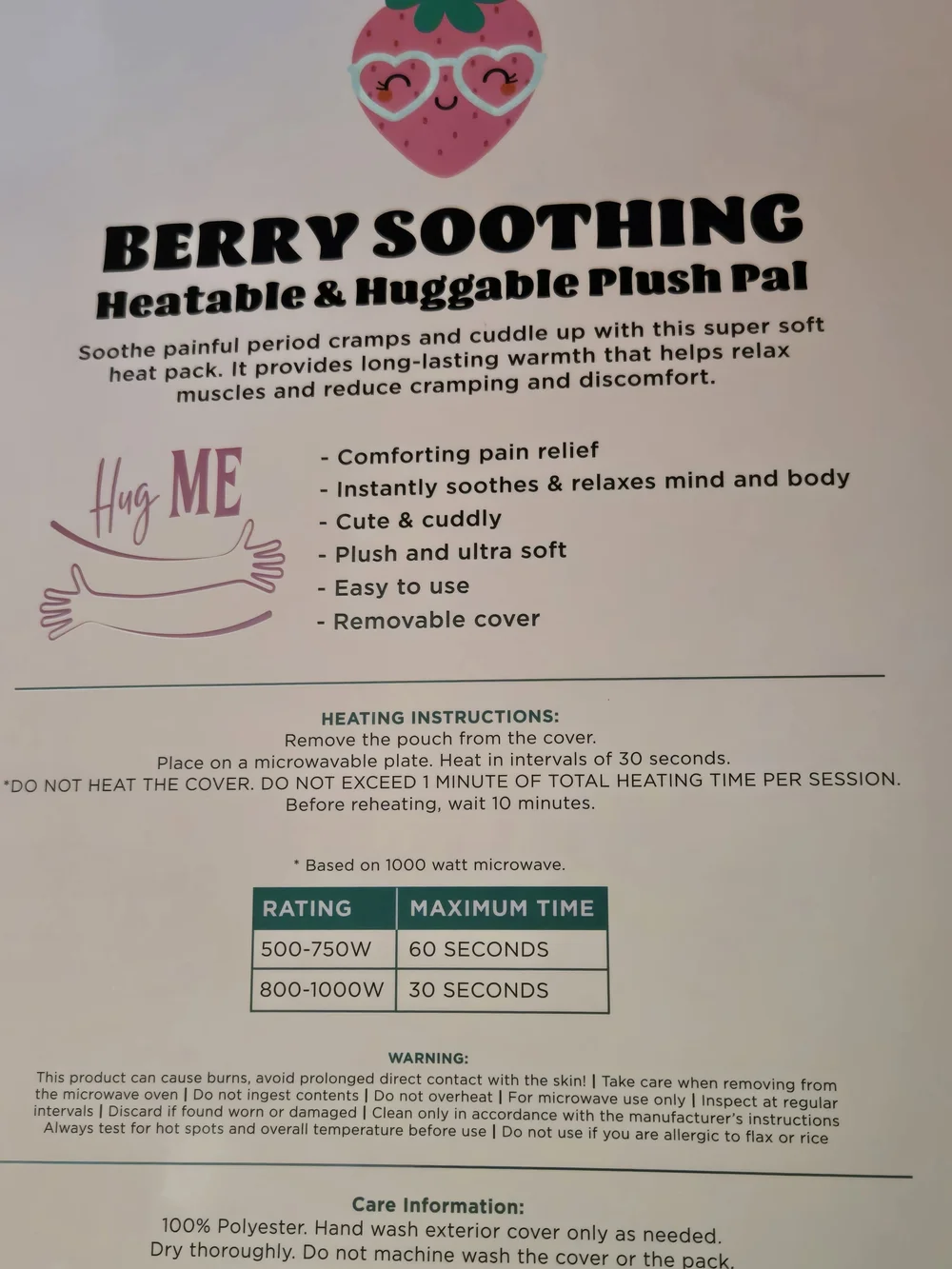 Berry Soothing Heatable And Huggable Plush Pal - Picture 2 of 2